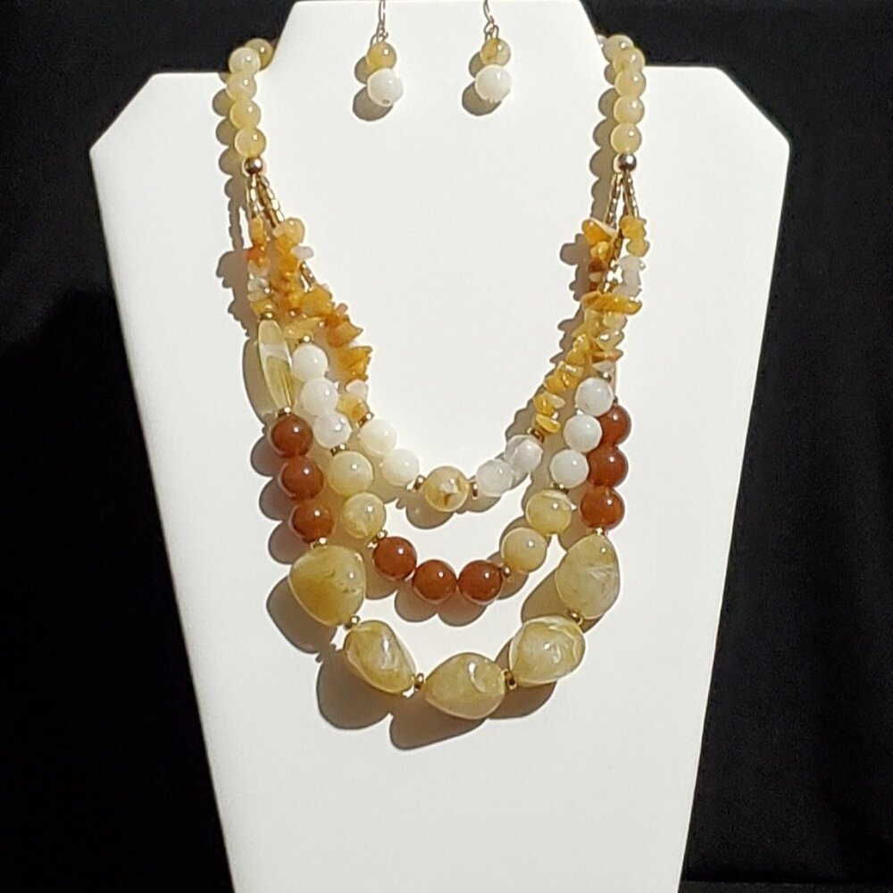 NWT - Irregular Vintage Style Fashion Statement Necklace & Earrings Set